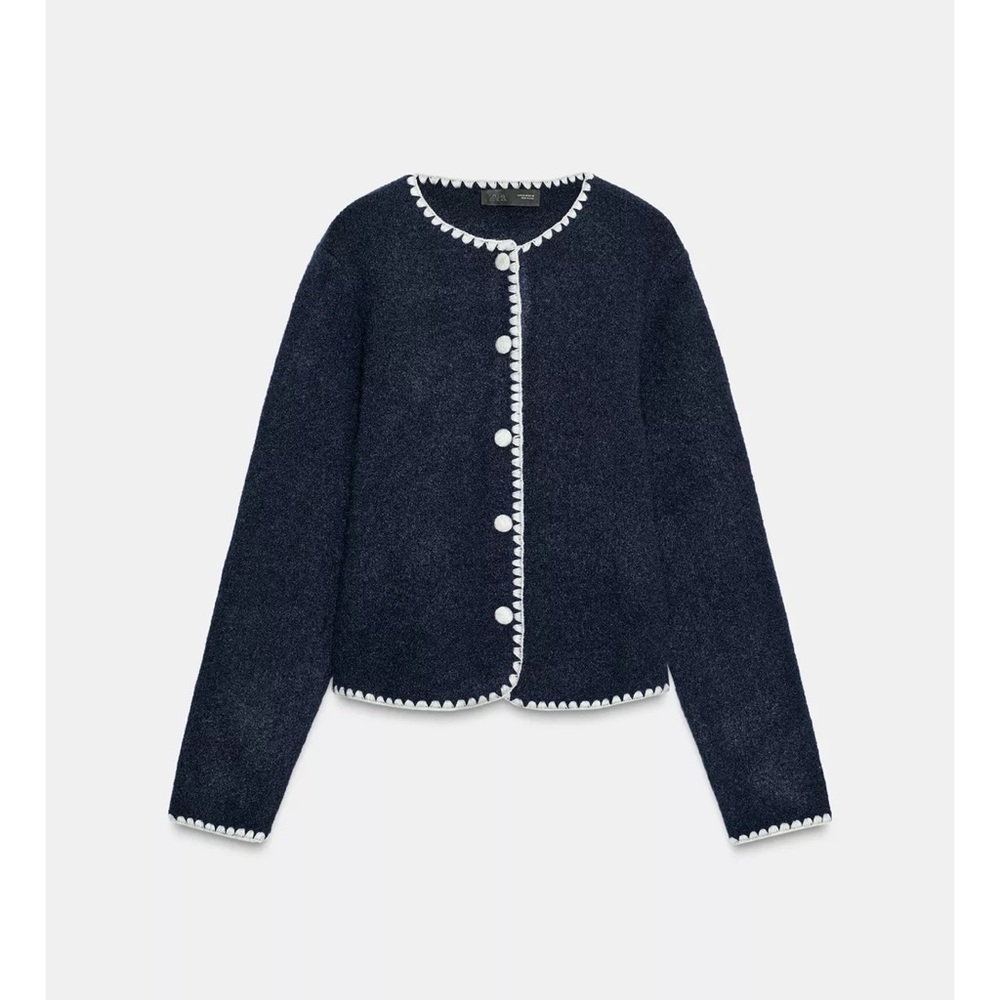 CONTRAST EMBROIDERY CARDIGAN